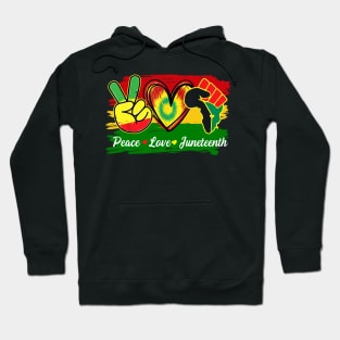 Peace Love Juneteenth Fist Black Girl Black Queen & King Hoodie